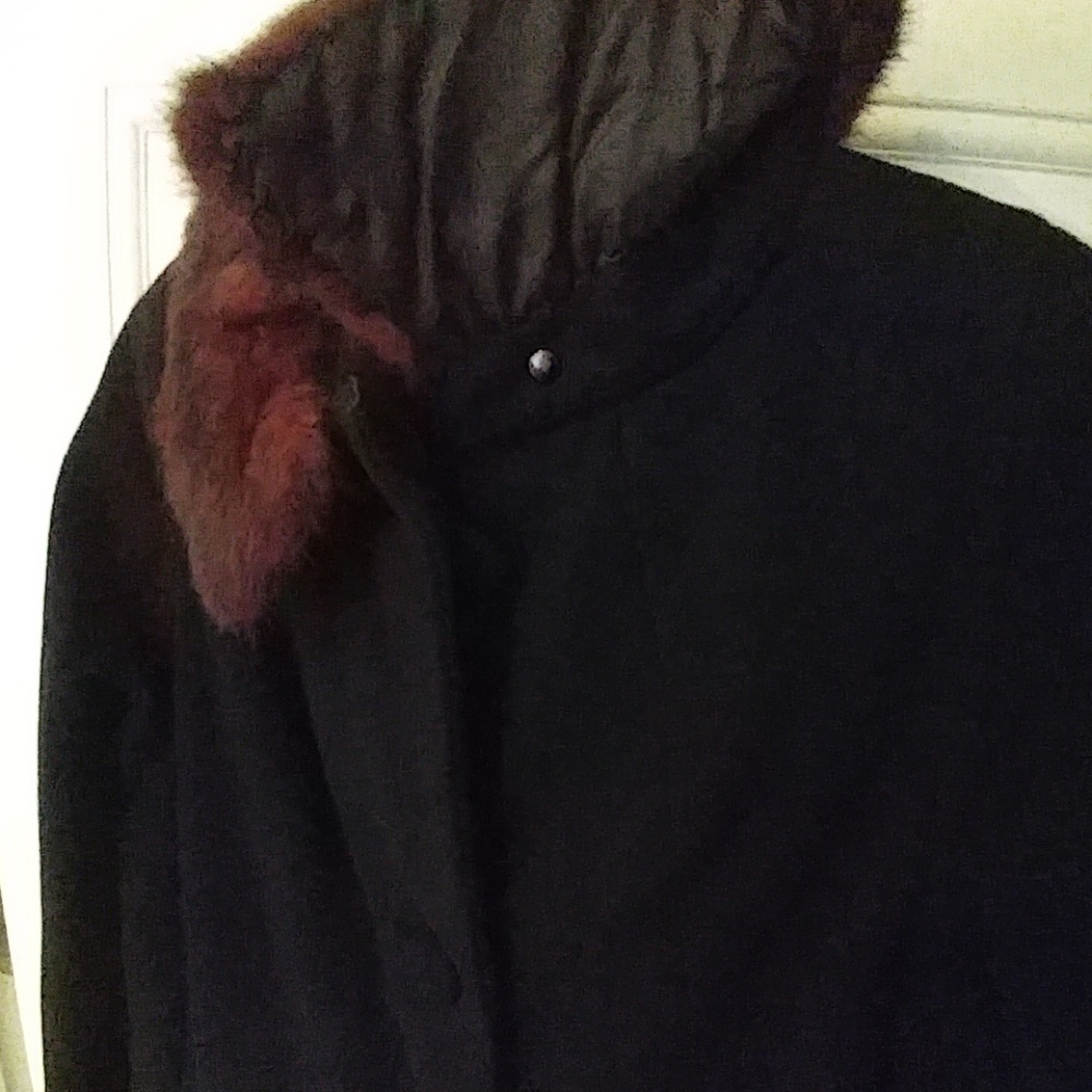 Vintage Cashmere hand tailored black coat fur EUC - Picture 6 of 8
